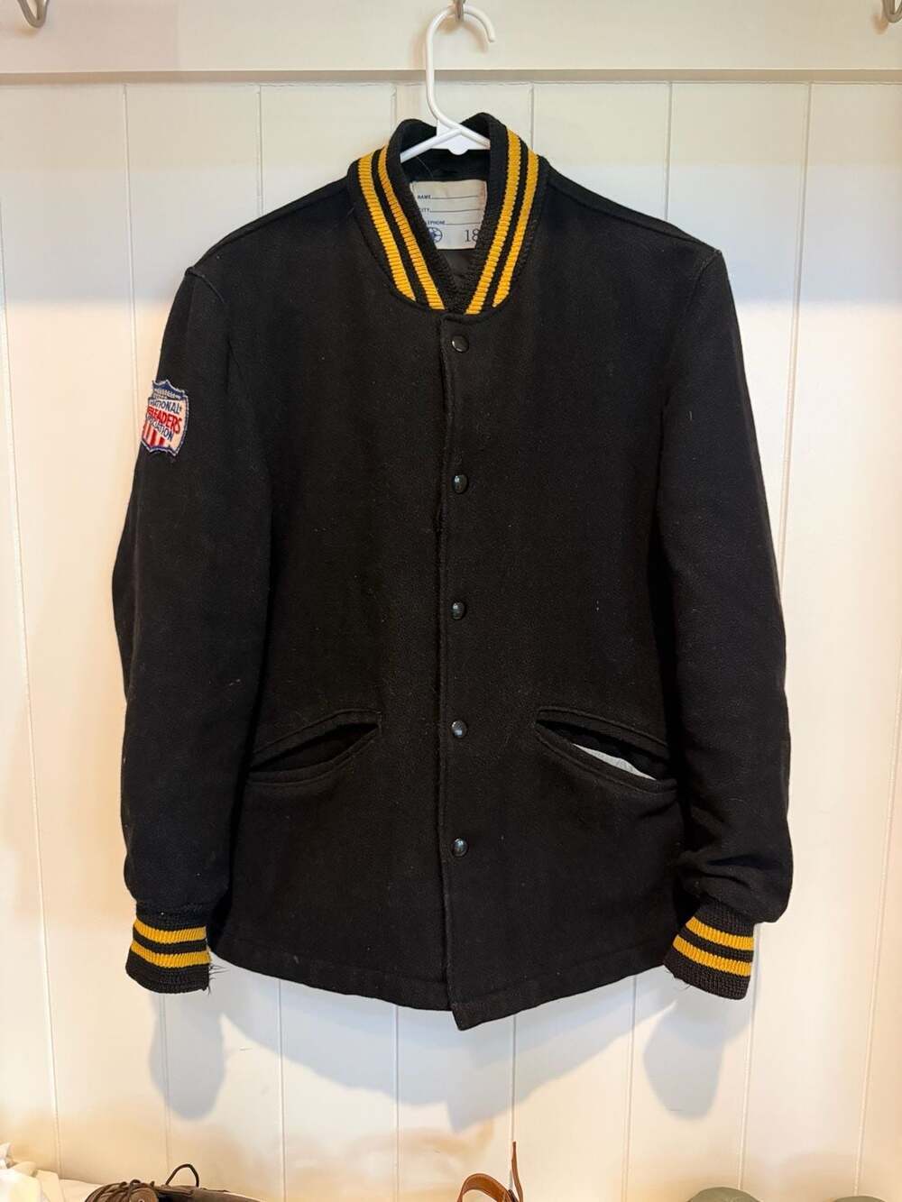 Vintage National Cheerleaders Association Varsity Jacket Black Gold